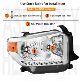 2PCS Headlights Assembly For 2014 2015 2016 2017 Toyota Tundra SR5/1794/Limited/Platinum Replacement Headlamps Driver and Passenger Side W/O Level Adjuster