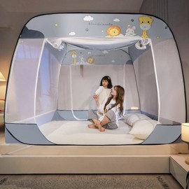 One-touch square mosquito net bed mosquito net (Paradise), double/queen size 3 (M-PA03) gray / 원터치 사각모기장 침대모기장 (파라다이스), 더블/퀸 3호(M-PA03) 그레이