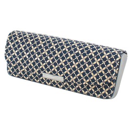 Indenya 4206-14-179 H Glasses Case, Deer Leather, Navy Blue Base x White Lacquer, Cloisonne Connected Pattern, navy/white/beige
