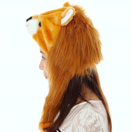 JOYHY Unisex Winter Plush Ear Flap Animal Hats Brown Lion