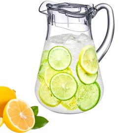 Amazing Abby - Droply - Plastic Pitcher (64 oz, 2 Quart), Clear Water Pitcher with Lid, Fridge Jug, BPA-Free, Shatter-Proof, Great for Iced Tea, Sangria, Lemonade, Juice, Milk, and More