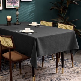 BALCONY & FALCON Washable Linen Rectangular Tablecloth Waterproof Oil-Proof Crease-Proof and Dust-Proof Tablecloth Used for Gatherings Restaurants Kitchens Banquets (Dark Gray, 55 x 71 inch)