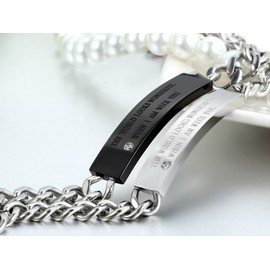 JewelryWe Free Engraving Women's Stainless Steel Bracelet Link Curb Chain Wristband Silver
