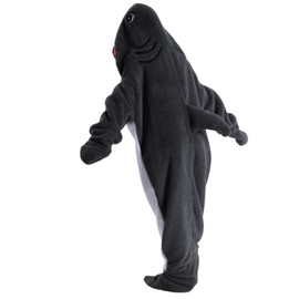 Shark Blanket for Adults Kids, Wearable Shark Blanket Hoodie, Super Soft Cozy Flannel Throw Wearable Blanket, Sleeping Bag Cosplay Shark Costume Blanket Gifts (Dark Gray, M for 53-57in Height)