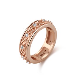 Anxiety Rings for Women 925 Sterling Silver Celtic Spinner Ring Women Fidget Spinner Ring Anxiety Relieve Fidget Jewelry Ring Size 7, Sterling Silver, Cubic Zirconia