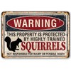 Metal Sign - Warning Property Squirrels - Durable Metal Sign