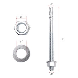 SONIGEKO 1/2"x7" Wedge ANCHORPZ - Concrete Anchor Carbon Steel Wedge Anchor with Excellent Anti-Rust Performance 10PC