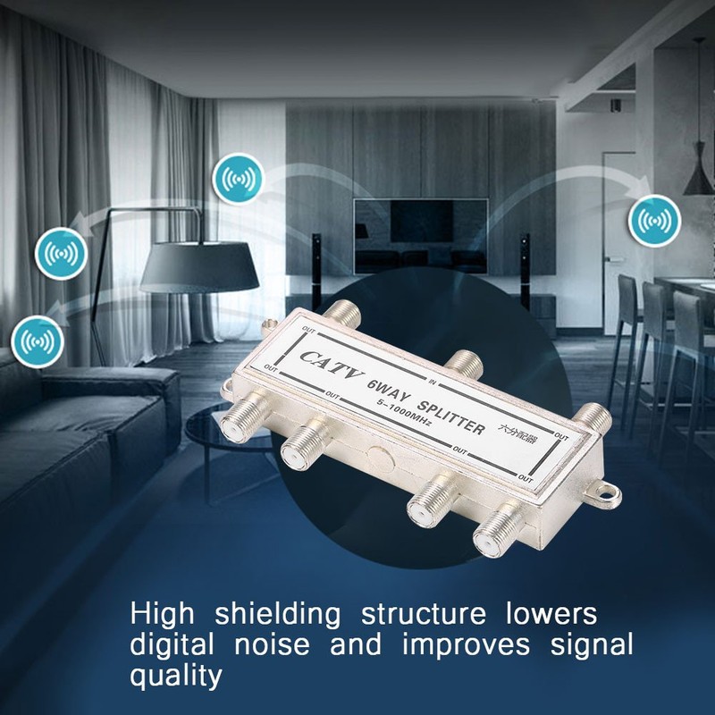 Wendry 6 Way Coaxial Cable Splitter, 5-1000MHz CATV TV Antenna