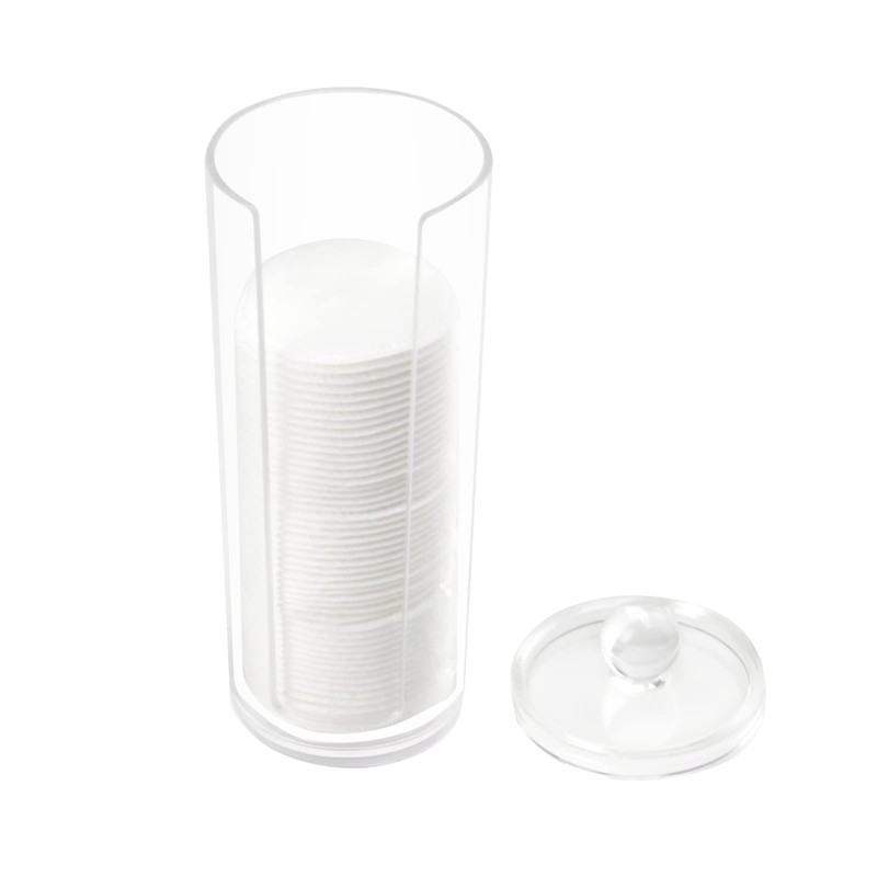 Acrylic Cotton Rounds Holder with Lid for Vanity, Facial Makeup
