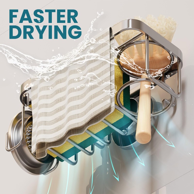 TAILI 4-in-1 Rustproof Sink Caddy & Sponge Holder with Removable