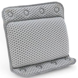 MIJOMA Bath Pillow - Soft Neck Pillow for Bath with 8 Suction Cups - Comfortable Neck Support - Quick Drying & Non-Slip - HBT: 29 x 30 x 5.5 cm (Grey)