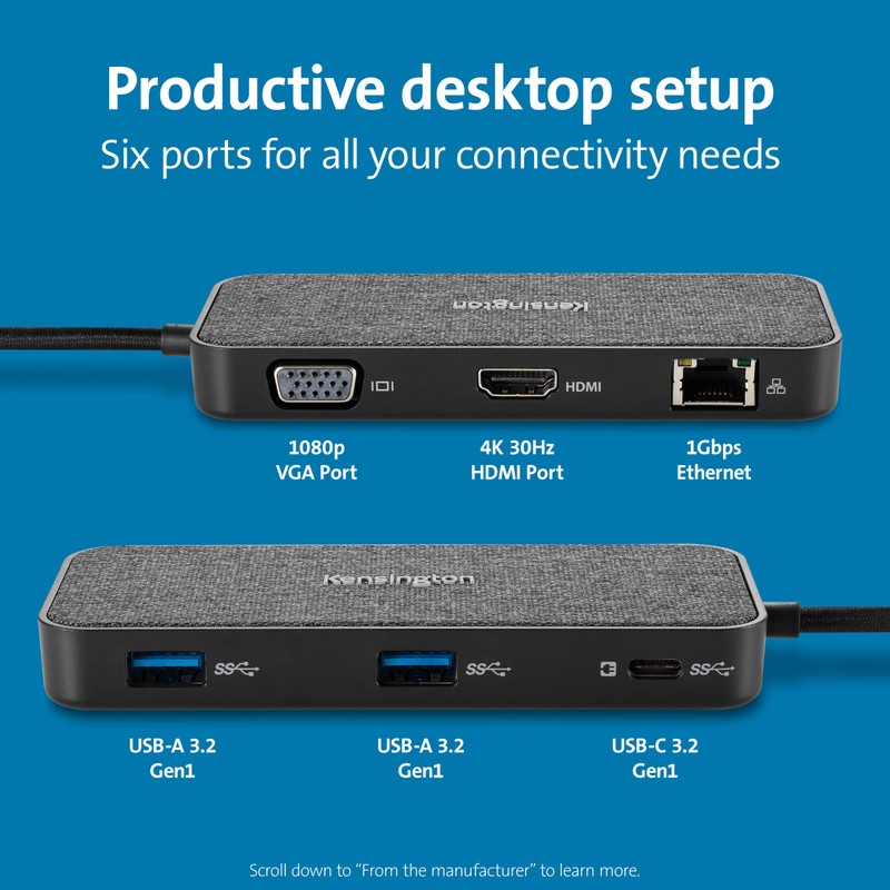 Kensington SD1650P USB-C 4K estación de Acoplamiento con Paso de
