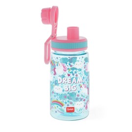 Legami - Children's Water Bottle, Lightweight, Airtight, BPA Free, 400 ml, Unicorn Theme