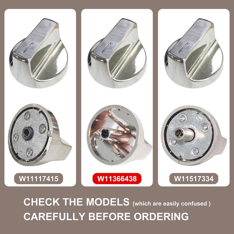 5PCS W11366438 Stove Knobs Replacement for Whirlpool Cooktop Knobs WCG55US0HS00,