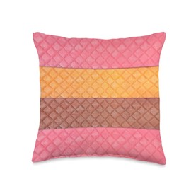 Sugar Wafer Cookie Strawberry Chocolate Vanilla Sweets Throw Pillow