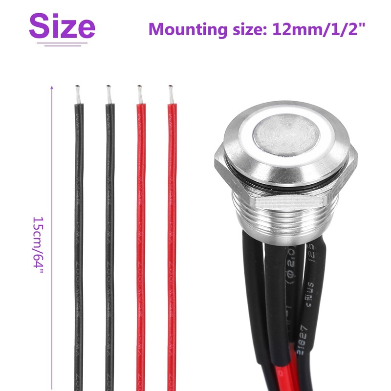 DMiotech 1/2 Inch Stainless Steel Momentary Push Button Switch Flat