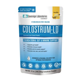 Colostrum-LD Liposomal Delivery - Colostrum Powder - Gluten-Free, Lactose-Reduced - 68 Servings - Sovereign Laboratories - 12oz Vanilla