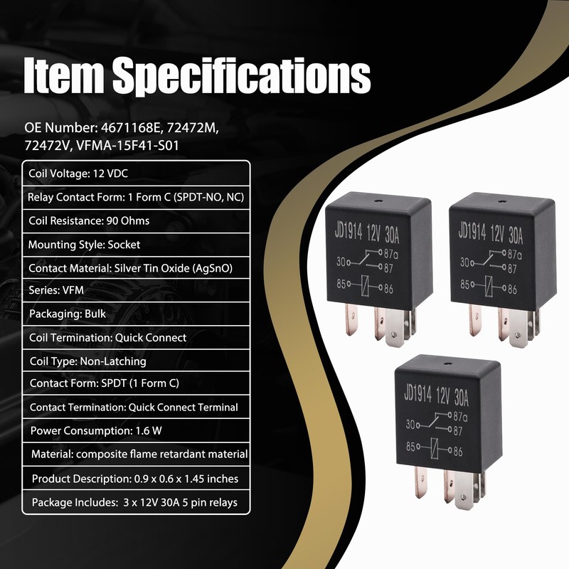 JA&MIU 3PCS 4671168E 72472M 5 pin 12 Volt DV SPDT
