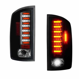 ILONPA For 2002-2006 Dodge Ram 1500 LED Tail Light Assembly, Replaces for Dodge Ram 2500 3500 2003-2006, Rear Brake Lamps Chrome Clear Lens, Only Fit Factory Incandescent Models