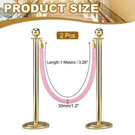 sourcing map Velvet Stanchion Rope 3.28 Ft/1 M, Barrier Rope Velvet Carpet Ropes with Snap Hooks for Posts Stands Queue Divider Crowd Control, Pink Golden Pack of 2