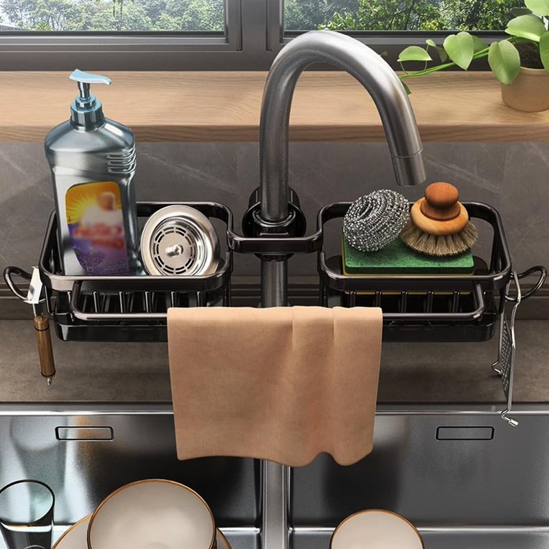 Kitchen Sink Faucet Organizer, Sponge Holder for Kitchen Sink with