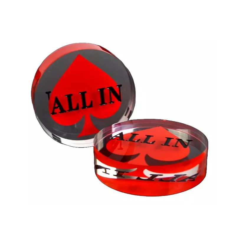 All In Acrylic 3" Diameter Acrylic Poker All In Button