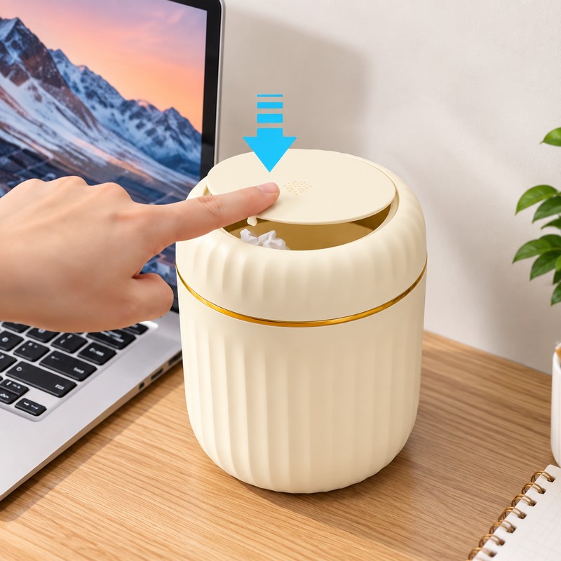 Mini Desktop Trash Can with Lid for Home & Office
