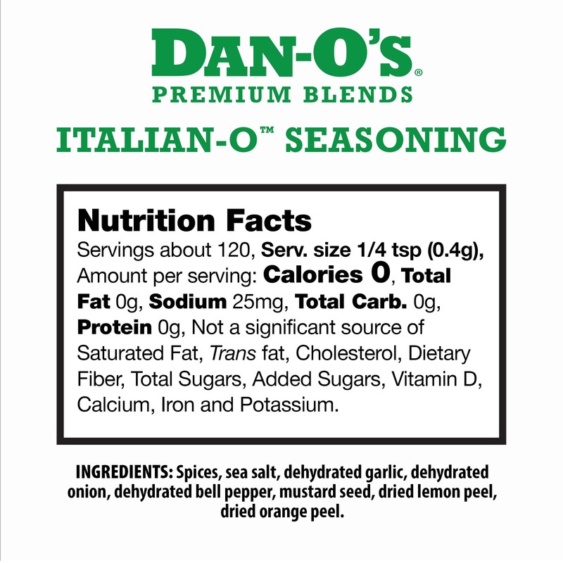 Dan-O's Italian-O Seasoning, 1.7 oz Bottle, Italian Seasoning for Pasta,