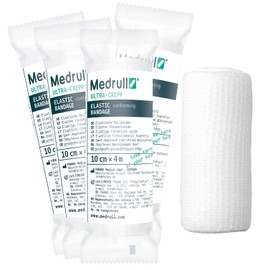 Medrull 10cm x 4m Elastische Mullbinden Set ULTRA CREPP Verbandsmaterial - Fixierbinden Groß 15 Rollen