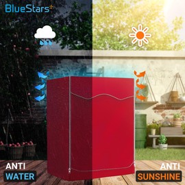 BlueStars Washing Machine Cover For Front-load Washer/Dryer - Premium Outdoor Protection For Most Washer Dryer Cover - W27”x D33”x H39” (Red)