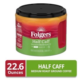 Folgers 1 2 Caff Ground Coffee 22.6 Ounce Medium Roast AromaSeal Canister