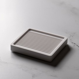 White Diatomite Soap Dish - Modern Minimalist Design - Premium Quality - Small but Mighty - 3.7" x 3.3" x 1.4mm - Fast Drying