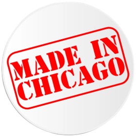 Kiwi Gifts Made In Chicago - Circle Sticker Decal 3 Inch - Illinois Born Raised
