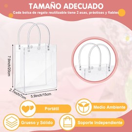 30PCS Bolsas de Regalo de PVC Transparente con Asas, Bolsas de Plástico Reutilizable, Bolsas de Compras para Bodas, Bolsas de Dulces para Fiestas, Cumpleaños, Escolares, 20 * 15 * 7CM
