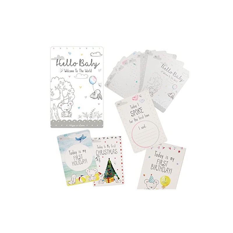 30 Unisex Baby Memorable Moment Milestone Cards 6195
