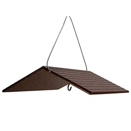 JCs Wildlife Poly Weather Cover - Rain Guard - Hang Bird Feeder or House Underneath for Protection from Rain or Snow - Easy to Clean and Use (Large, Brown)