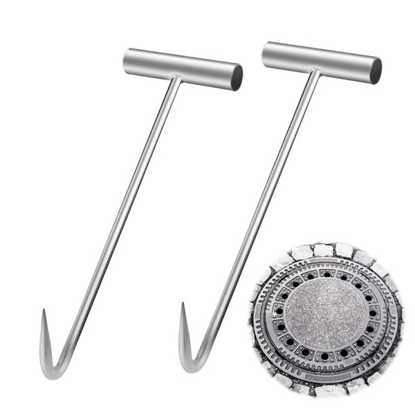 TGKYK Channel Lid Lifter, Pack of 2 Manhole Hooks, Duct