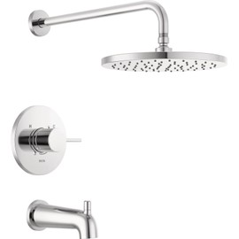 Delta Faucet Modern Raincan Round Single-Function Tub and Shower Trim Kit Chrome, Tub Faucet Set, Rainfall Shower Head Chrome, Delta Shower Trim Kit, Chrome T14469-PP (Valve Not Included)
