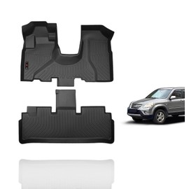 KELCSEECS Floor Mats Custom for 2002 2003 2004 2005 2006 Honda CRV((Fixed Cab Center Armrest Box Need to Cut Off The Center Tongue) Car Mats Front & Rear Row CR-V Floor Mats Black