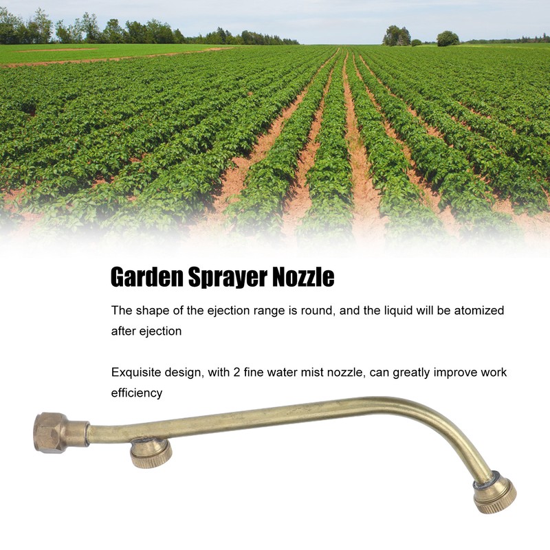 Garden Sprayer Nozzle Double Outlets Brass Agricultural Water Mist Atomizing