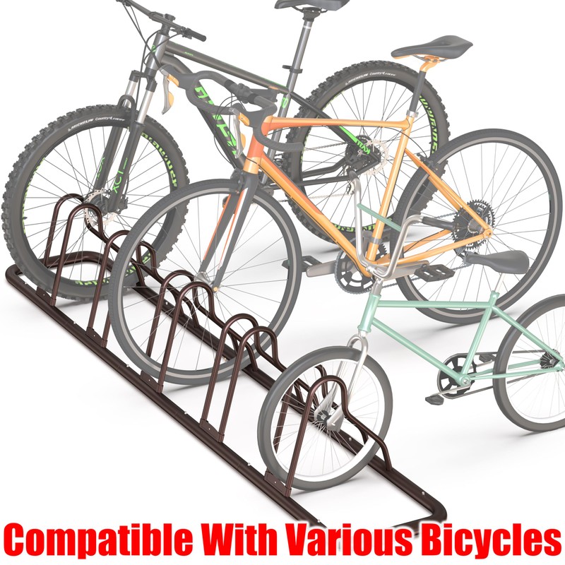 SIMPLE HOUSEWARE 5 Bike Bicycle Floor Parking Adjustable Storage Stand,
