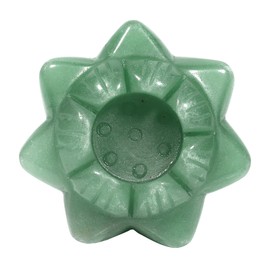 Cheungshing Hand Carved Healing Crystal Stone Lotus Votive Tea Light Candle Holder for Table, Flower Table Decorations for Wedding & Home, Green Aventurine