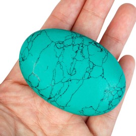 Nupuyai Howlite Turquoise Palm Worry Stone for Therapy, Oval Pocket Massage Stone Healing Crystal for Meditation 6cm