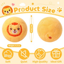 FunisFun Silent Indoor Soccer Ball Inflatable Plush Soccer Balls for Toddlers 1-3 Soft Lion Plush Toys for Kids Boys (Yellow-Lion)