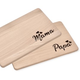 KATINGA Set of 2 Breakfast Boards, Cut-Out with Engraving (Mummy & Papa)