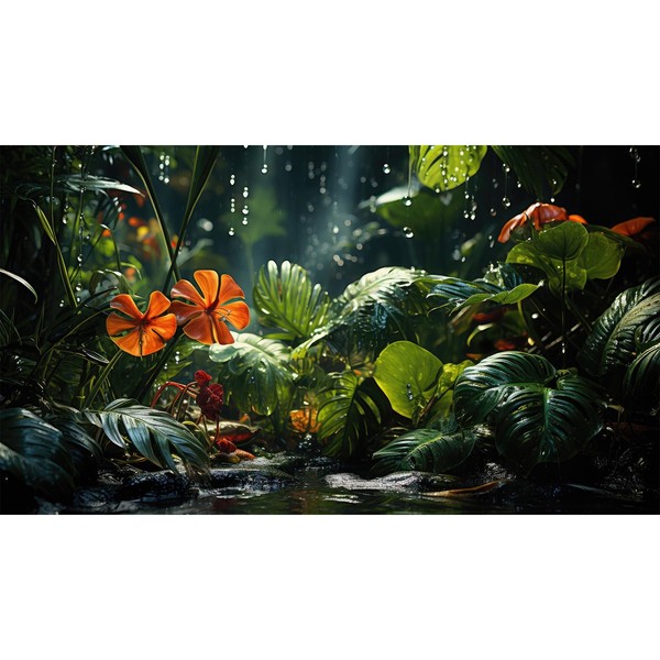 Aquarium Backdrop green leaf and palms closeup Terrarium Background tropical