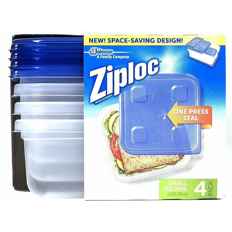 Ziploc 1.5 Pt. Small Square Food Container with Lids (4