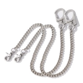 [Ahiller] Sturdy Wallet Chain, [Double Locking Carabiner, Stainless Steel Chain], Suitable for Fine Men's Keychain, Pants, Wallet, Shoulder Bag, Handbag, Stainless Steel - Silver