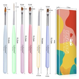 lofuanna Nail Art Brushes Set Lofuanna 6Pcs Nail Tips Art Design Tools with Poly Extension Gel Brush, Nail Polish Brush, Carved Brush, Art Liner Brush and Dotting Pen, Acrylic Nail Brushes, Painting Drawing
