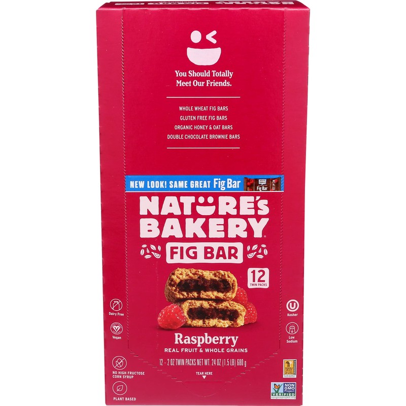 Nature's Bakery Raspberry Whole Wheat Fig Bar, Vegan, Non GMO,